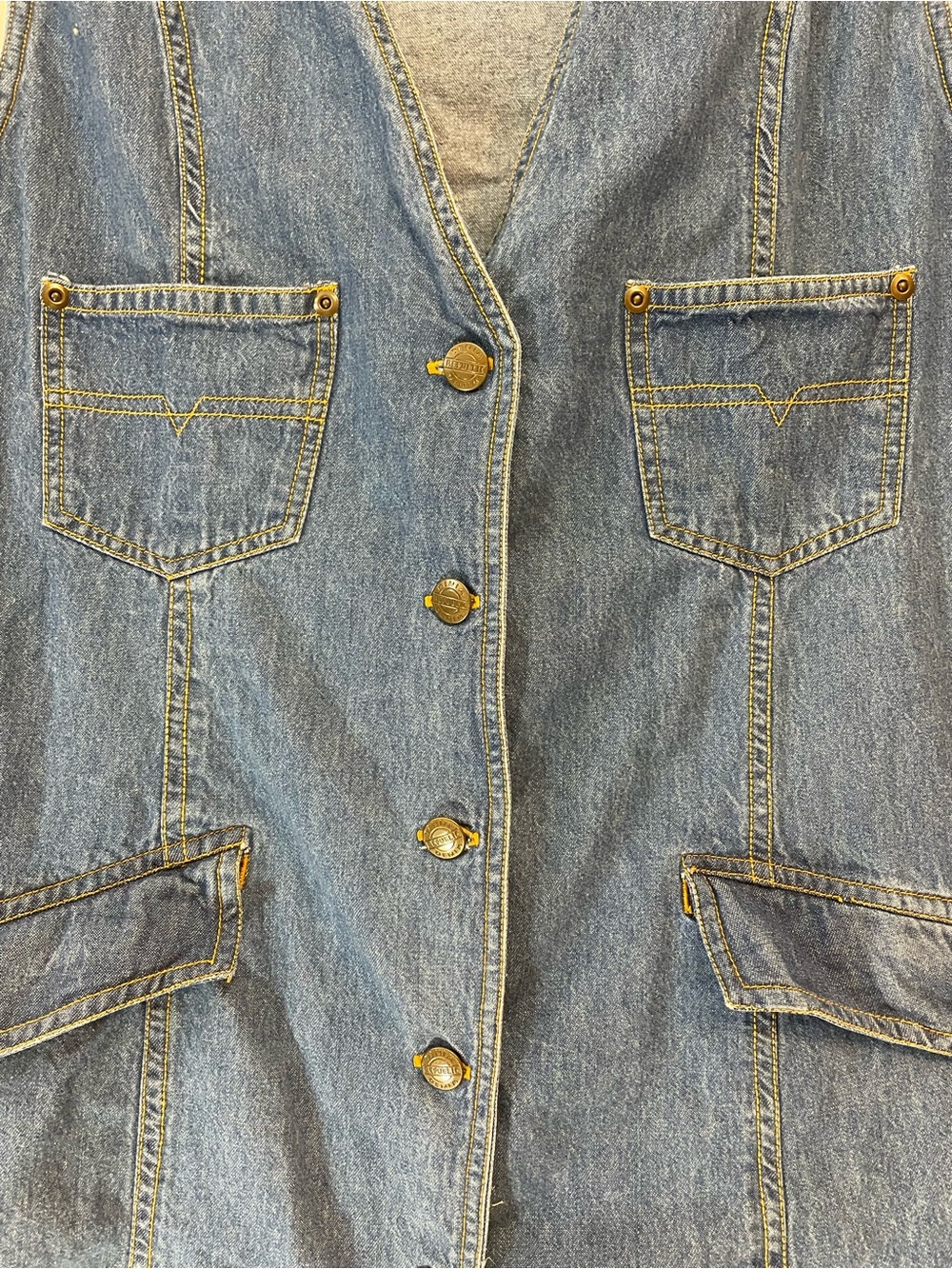 Vintage Denim Republic Vest - Blue Biker Vest w/ Pockets -Plus Size 24w - Picture 5 of 7